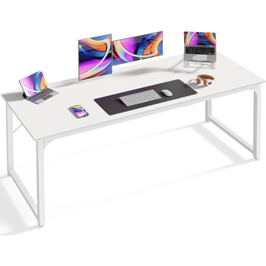 63 Inch Modern Simple Computer Desk with Large Legroom and Metal Frame Ideal for Home Office Study and Gaming Spaces Features A