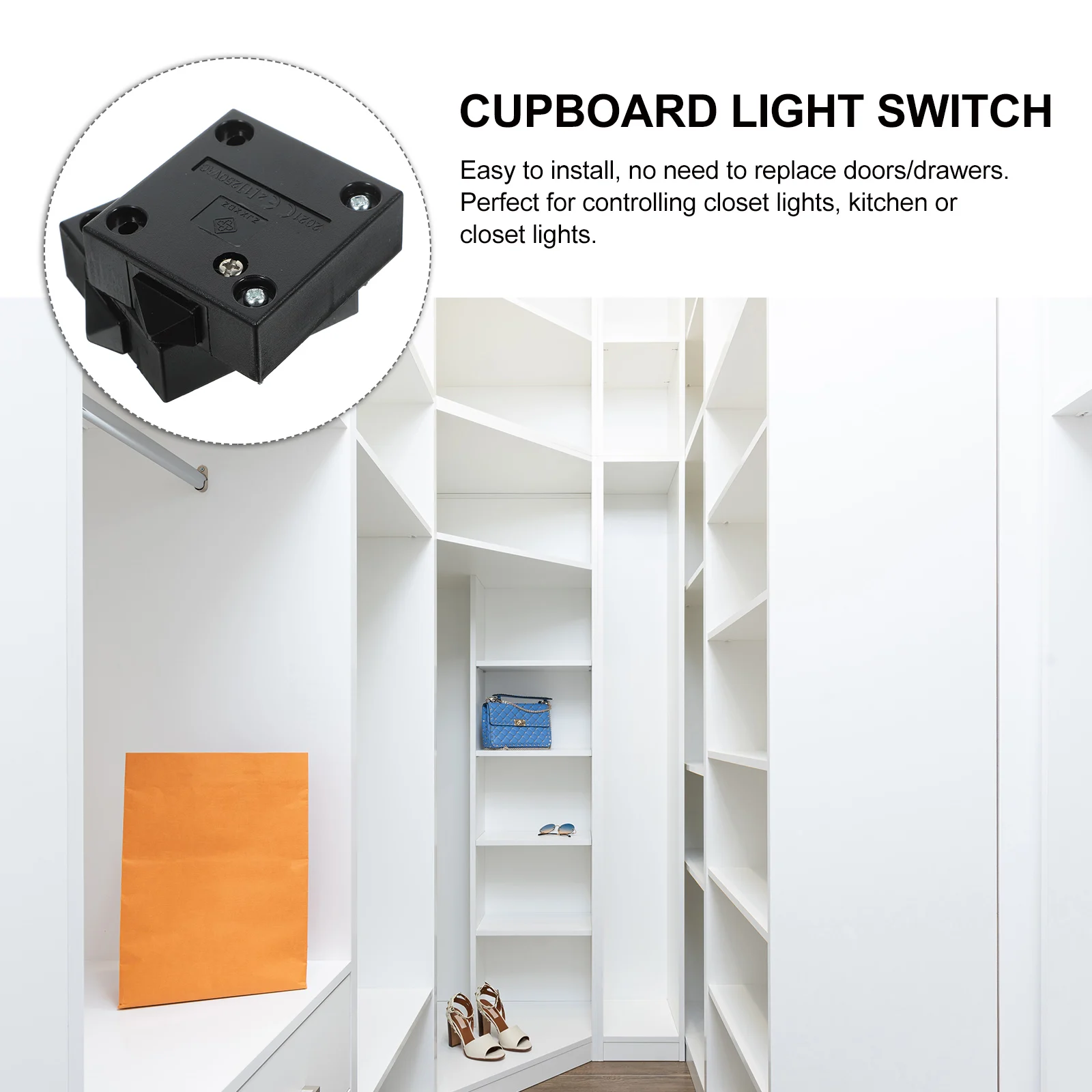 

2Pcs Automatic Wardrobe Cabinet Door Light Switch for Closet Kitchen Cupboard Lighting Door Cabinet Light Touch