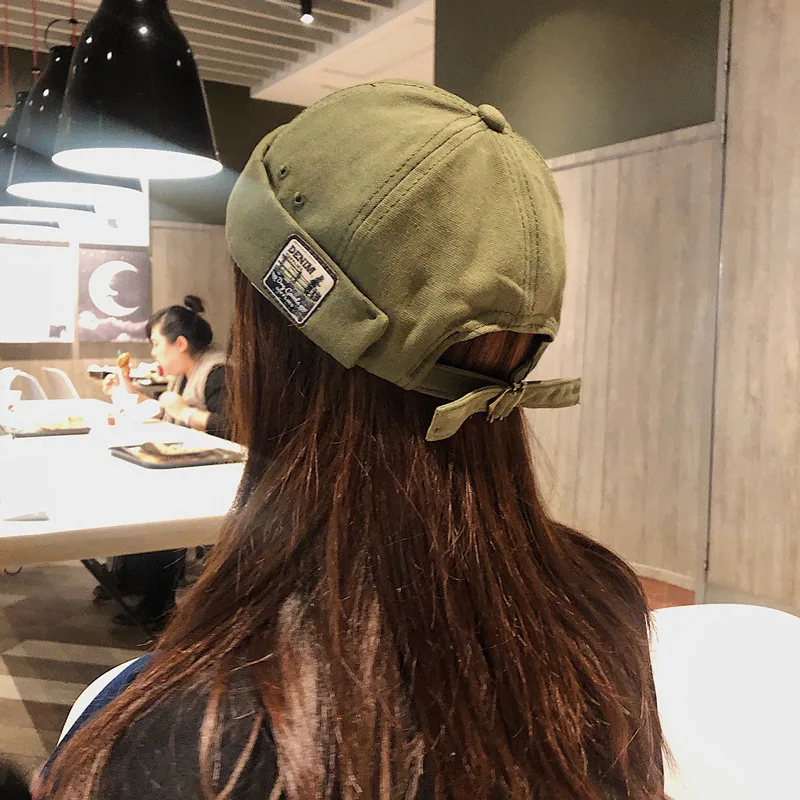 Short Punk Hat Women's Trend New Retro Brimless Melon Skin Hat Fashion Versatile Hat Men's Street Hip Hop Cap Without Visor