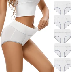 POKARLA 5 pezzi di biancheria intima di cotone da donna, mutandine bianche a vita alta, set di slip con copertura posteriore completa per il recupero postpartum/chirurgia