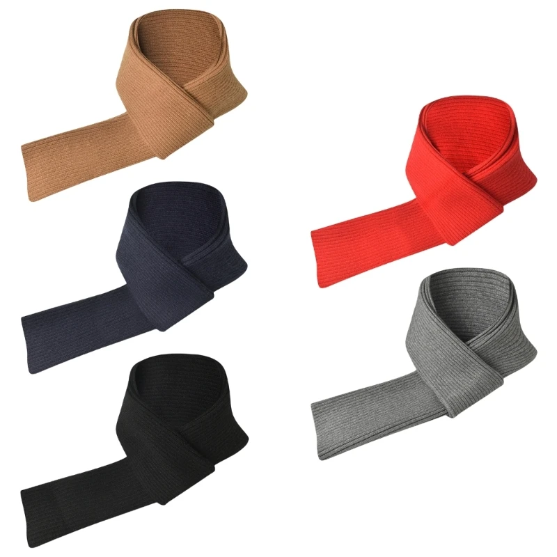 Unisex Knitted Long Scarf Simple Plain Solid Color Scarves Acrylic Knit Shawl Wrap for Commuting and Outdoor Adventures