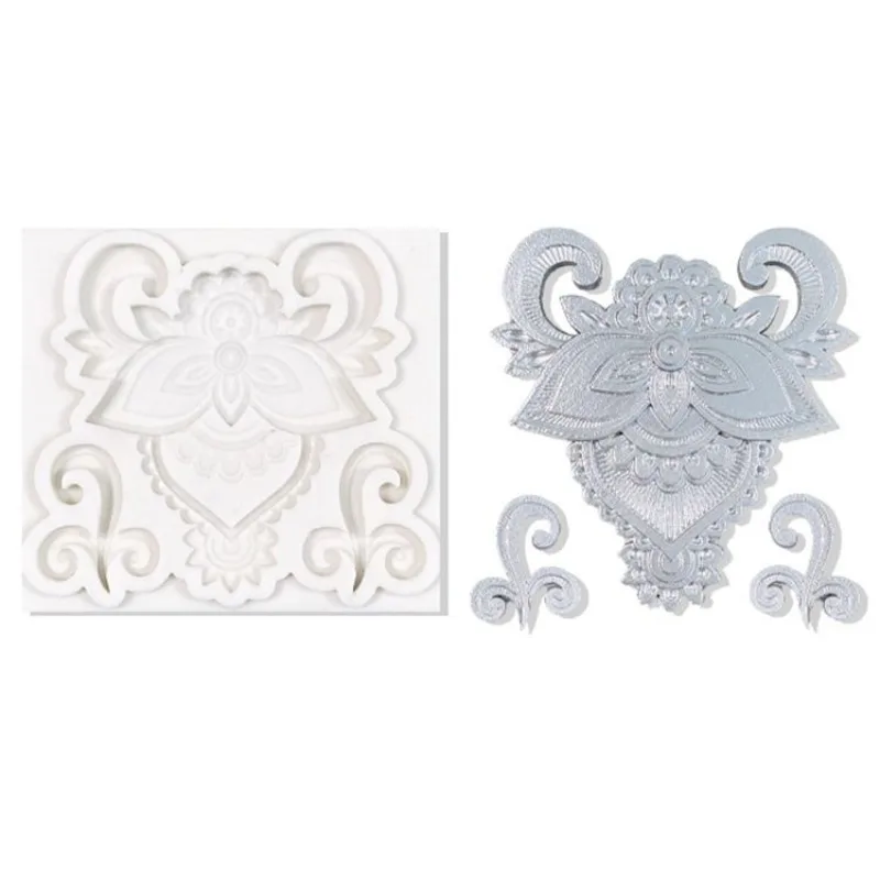 

European relief pattern chocolate baking mousse cake lace edge fondant mold clay silicone mold