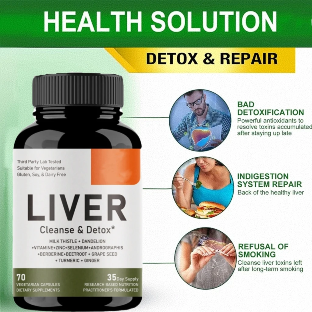 

Liver Cleanse Detox & Repair Formula- Herbal Liver Support Supplement with Milk Thistle Dandelion Root Turmeric for Liver Health