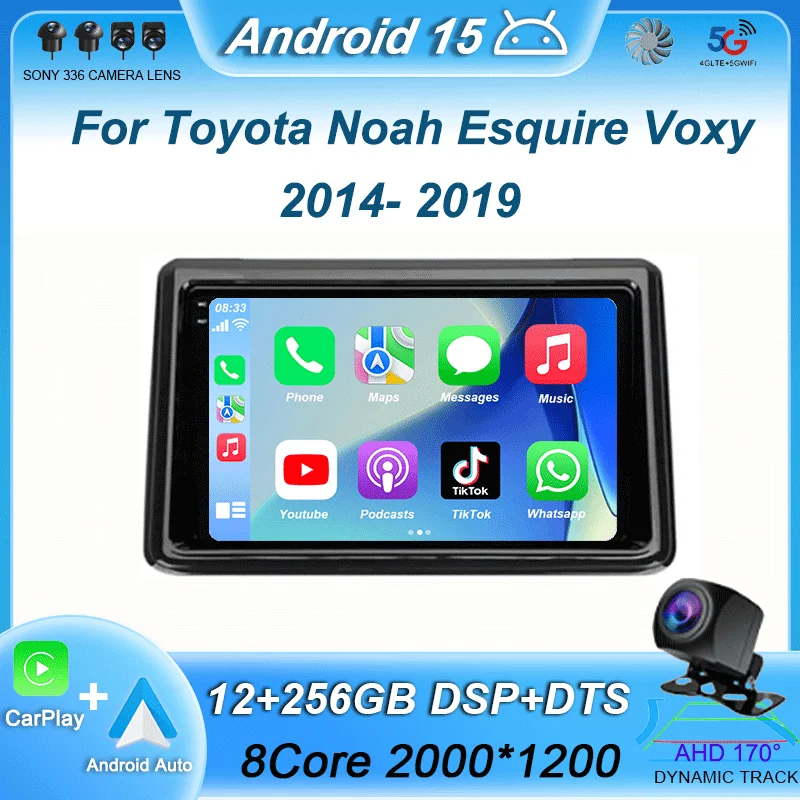 

Android 15 Carplay Auto Car Radio For Toyota Noah Esquire Voxy 2014-2019 4G+WIFI Multimedia Video Player Stereo GPS Head Unit BT