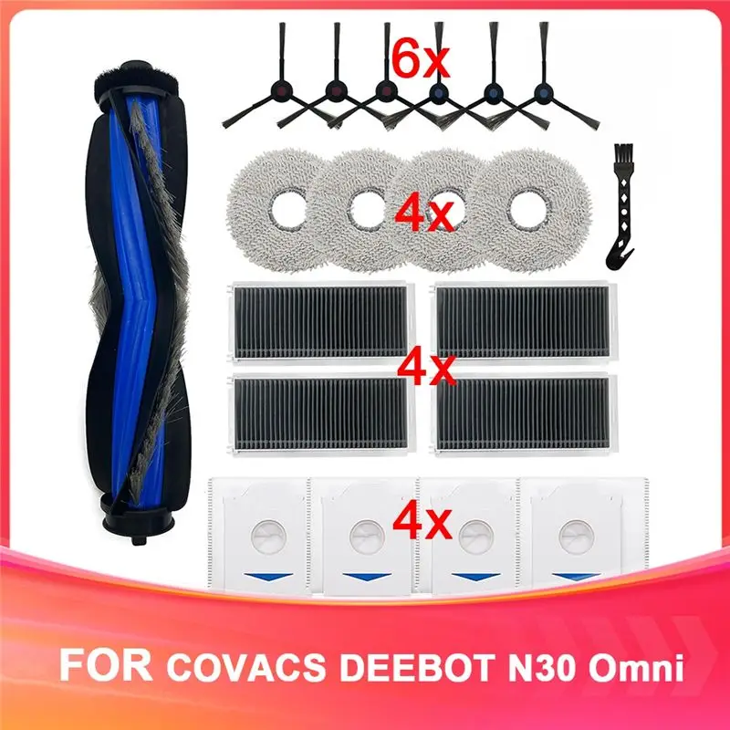 

Комплект сменных аксессуаров AA05 для робота-пылесоса и полотера ECOVACS DEEBOT N30 Omni: основная щетка, HEPA-фильтры, боковые щетки, мешок для сбора пыли.