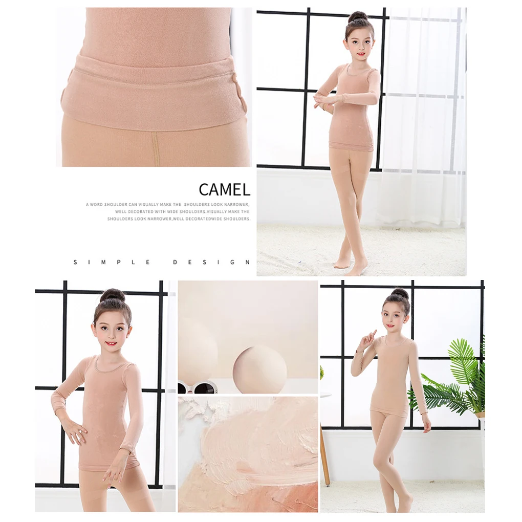 Kids Thermal Underwear Set Girls Long Johns Tops Clothes Pant Children