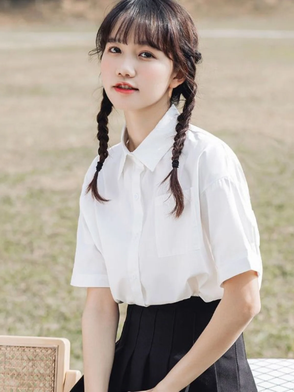 

Повседневная женская рубашка с коротким рукавом, однотонная, с принтом медведя, в корейском стиле, прямого кроя, с воротником, на пуговицах, стандартной длины