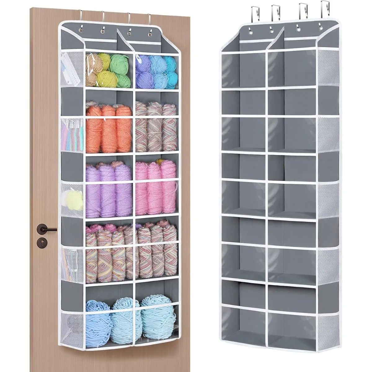 

5 Tiers Door Hanging Storage Organizer, Extra Large Crochet Bag Organizer Yarn Storage for Crochet Hook, Knitting Needles
