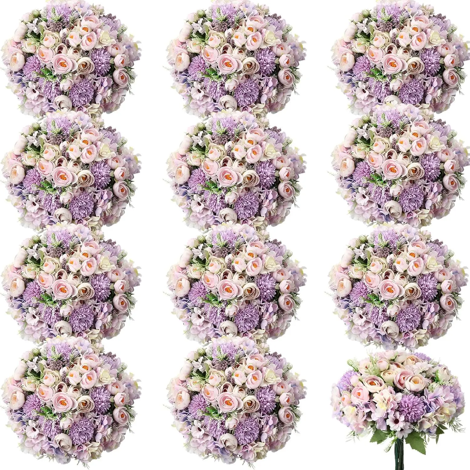 

24 Bundles Artificial Roses Peonies Bouquet for Wedding Table Centerpiece Home Office Decor