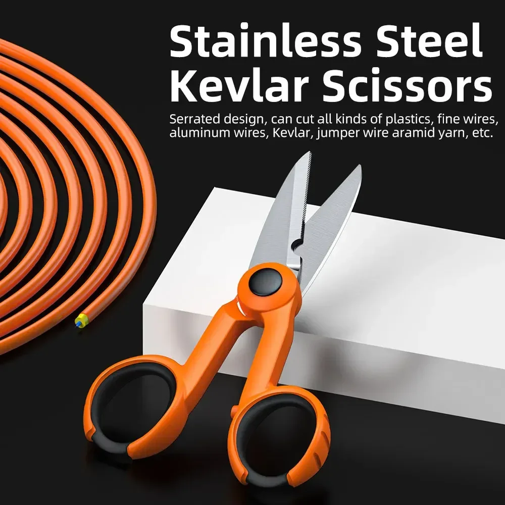 Natalink Fiber Optic Kevlar Scissors Fiber Cleaver Cutter for Jumper Wires Pigtails Optical Fiber Hand Cutting Tool