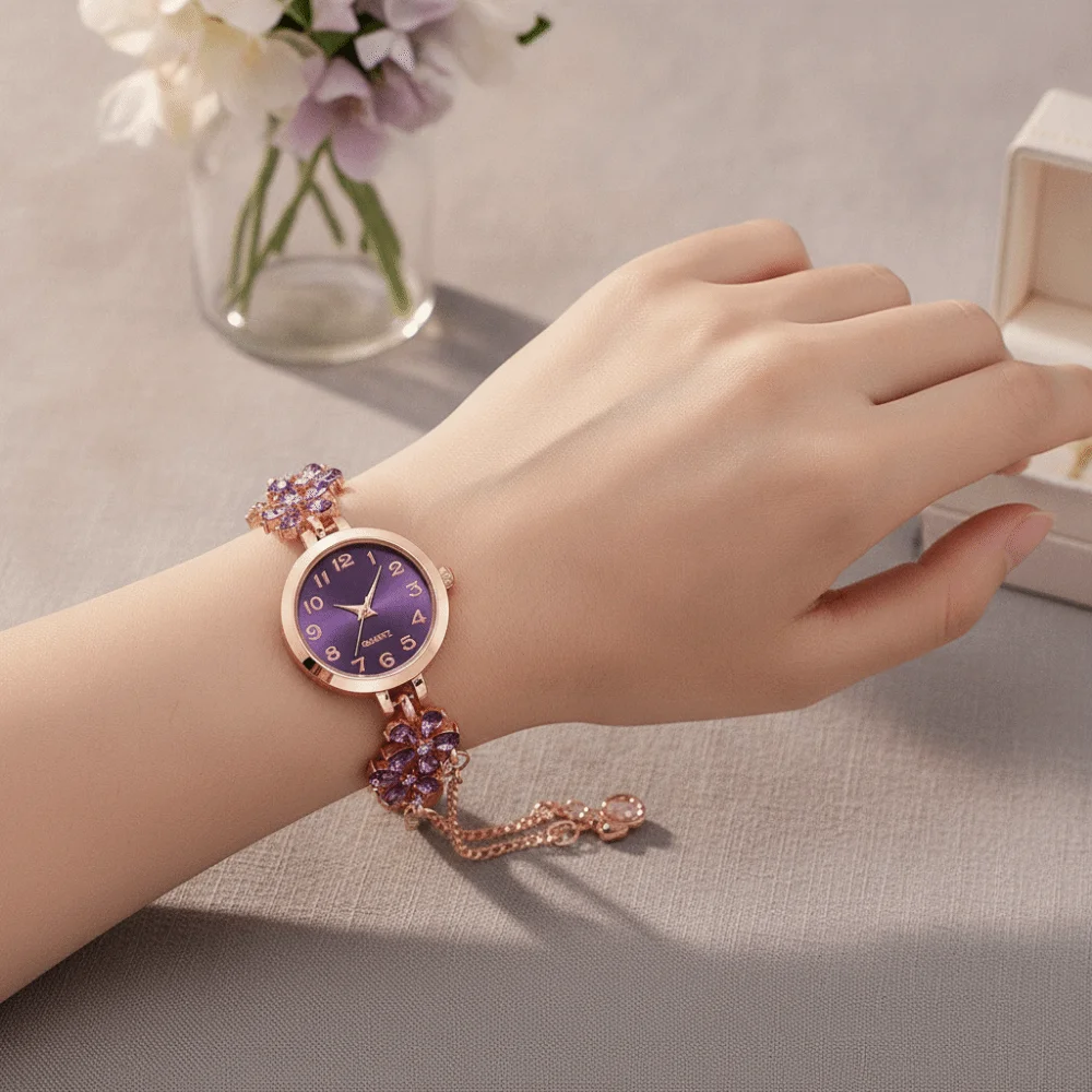 Exquisite Women's Bracelet Watch Vintage Adjustable Women's Wrist Watch Luxury Quartz Movement Flower Quartz Wristwatch Female
