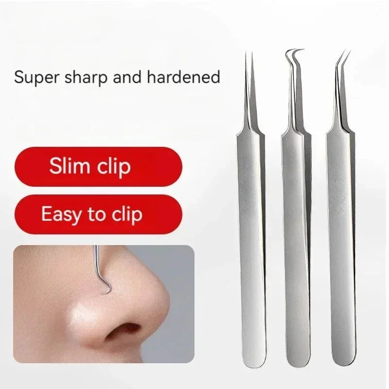 Herramientas de cuidado de limpieza de poros faciales, pinzas de aguja ultrafinas, herramientas de cuidado Facial, herramientas de belleza para el hogar, abrazaderas de células de acero inoxidable, 3/8 Uds.