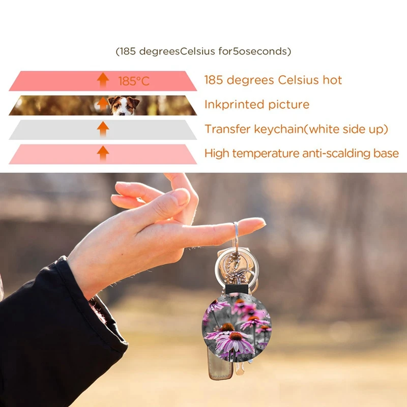 16-teiliger Sublimationsrohlinge-Schlüsselanhänger, glitzernder PU-Leder-Schlüsselanhänger, Wärmeübertragungs-Schlüsselanhänger für DIY-Bastelarbeiten, rund, langlebig