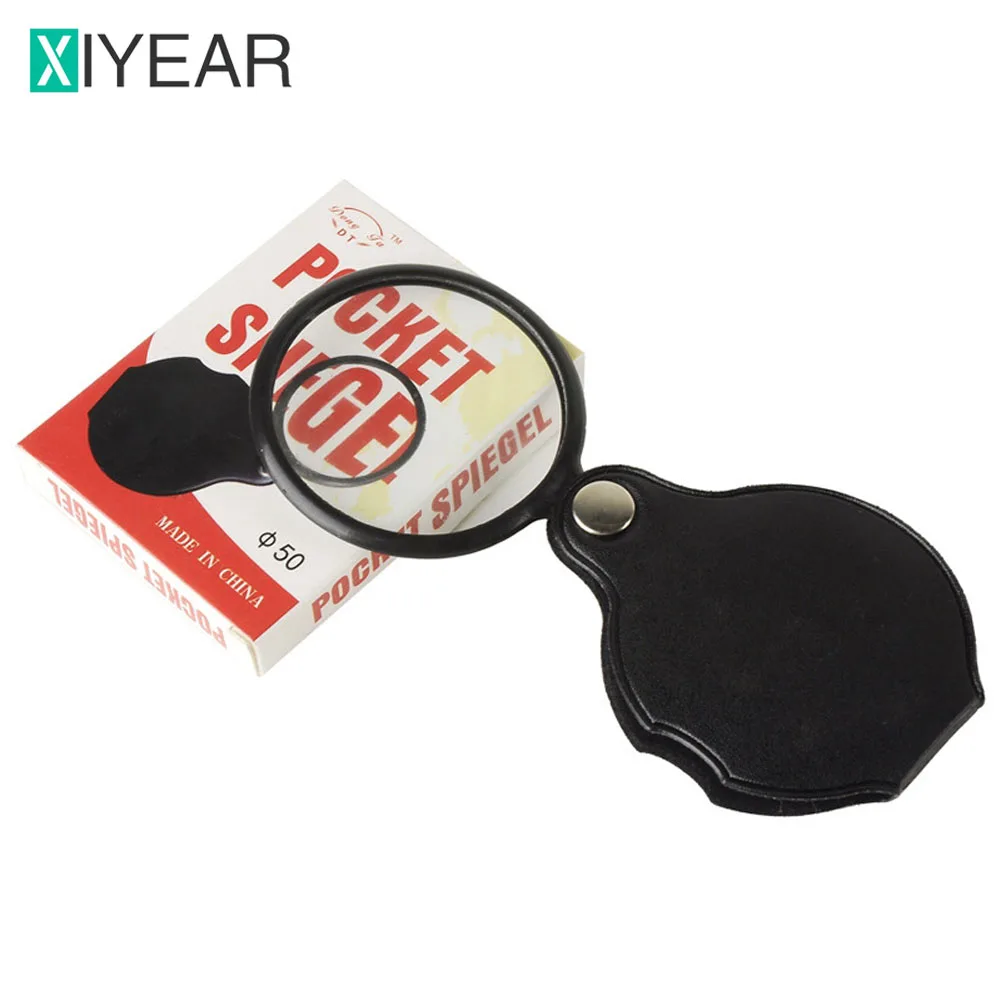 Mini Magnifier 8X Foldable Pocket Magnifier Portable 50mm Jewelry Reading Magnifying Glass Loupe 8X Jewelers Eye Loupe