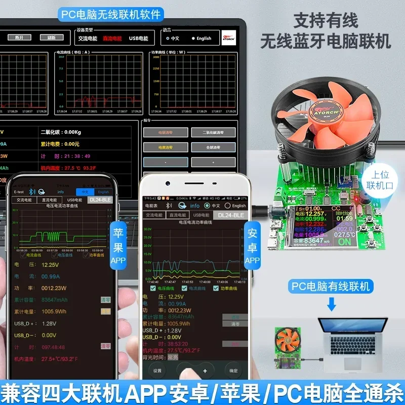 DL24 Digital Display, Electronic Load, Voltage, Ammeter, Battery Capacity, Power Aging, Discharger, USB Tester