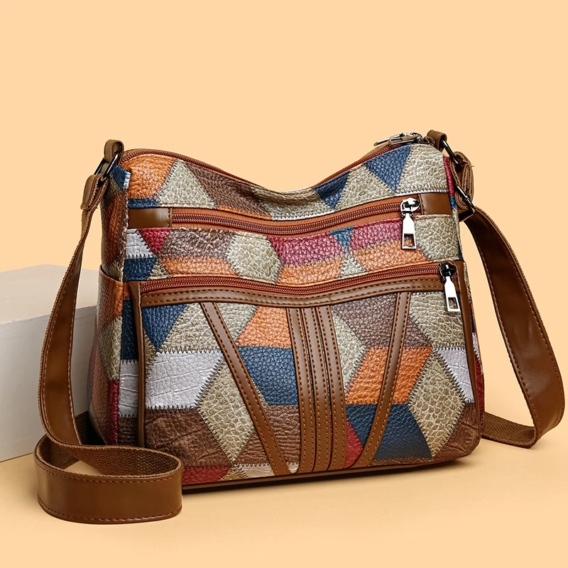 Vintage Unterarm Umhängetaschen PU Leder für Frauen Einfachen Stil Weibliche Tasche Geldbörse Einfarbig Leder Achsel Handtasche Umhängetasche