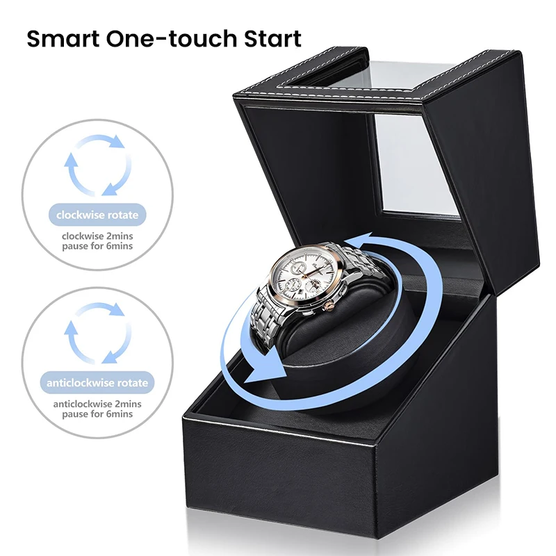 Classic Single Watch Winder for Automatic Watches Auto Watch Winder Box with Quiet Motor leather Watch Rotator AC Adapter