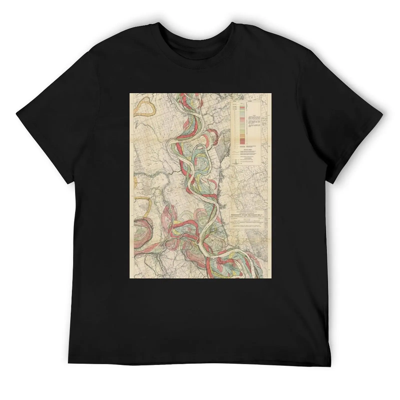 Harold Fisk, 1944 - Ancient Courses: Mississippi River Meander Belt, Plate 22 Sheet 13 T-Shirt