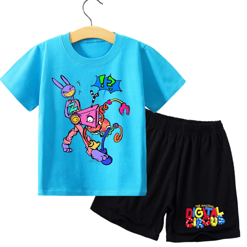 The Amazing Digital Circus Children T Shirt Set Anime Cartoon Printed Short Two Piece Suit Boys Girls Summer Casual Clothing New - view 2