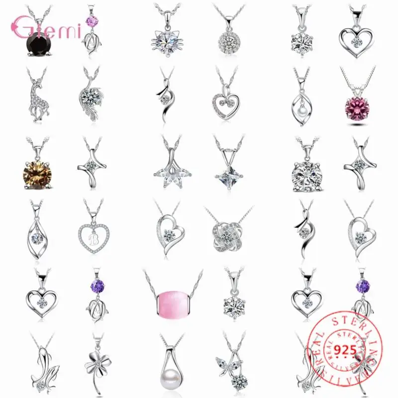 4 Pcs/Lot New Collection Genuine 925 Silver  Necklaces Package Sale Pendants Necklaces Combination For Wedding Jewelry