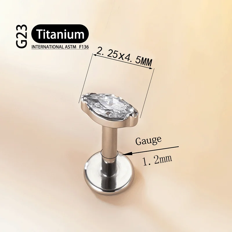 Titanium G23 Ear Studs Cartilage Zircon Opal Agate Labret Lip Tragus Nose Earring For Women Christmas Gift Piercing Jewelry