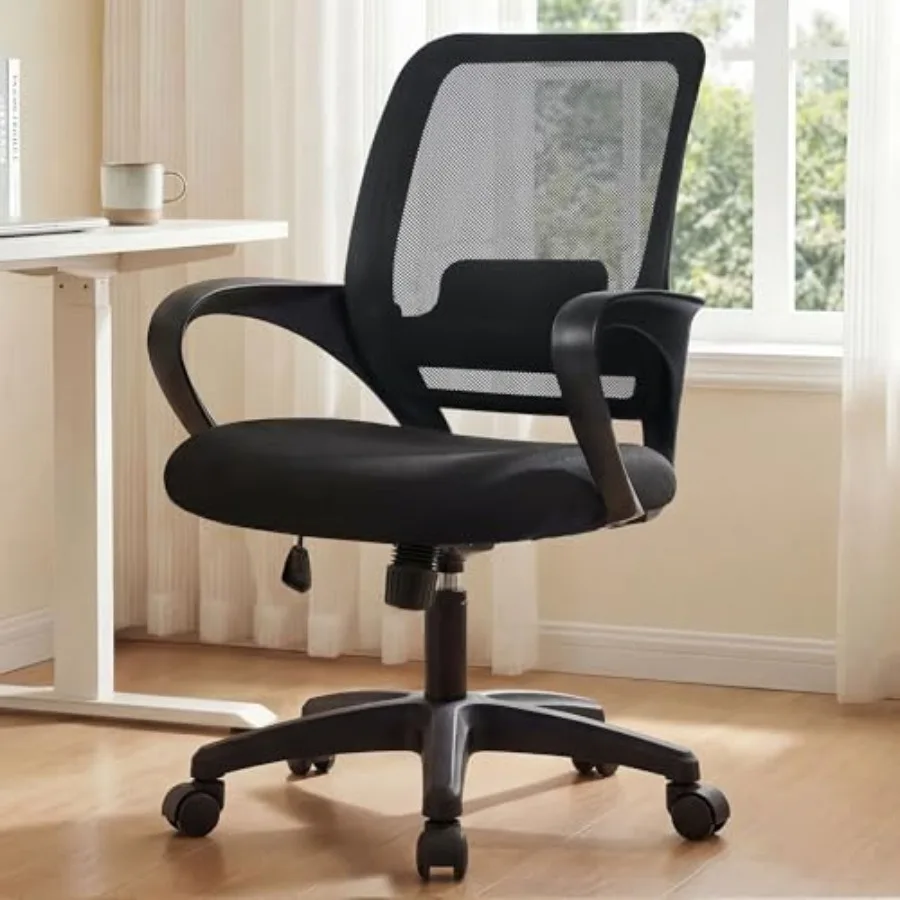 Office Desk Ergonomic Computer Mesh Chair with Lumbar Mid Back Support Adjustable Height Swivel Rolling Wheels Comfy Task Vanit