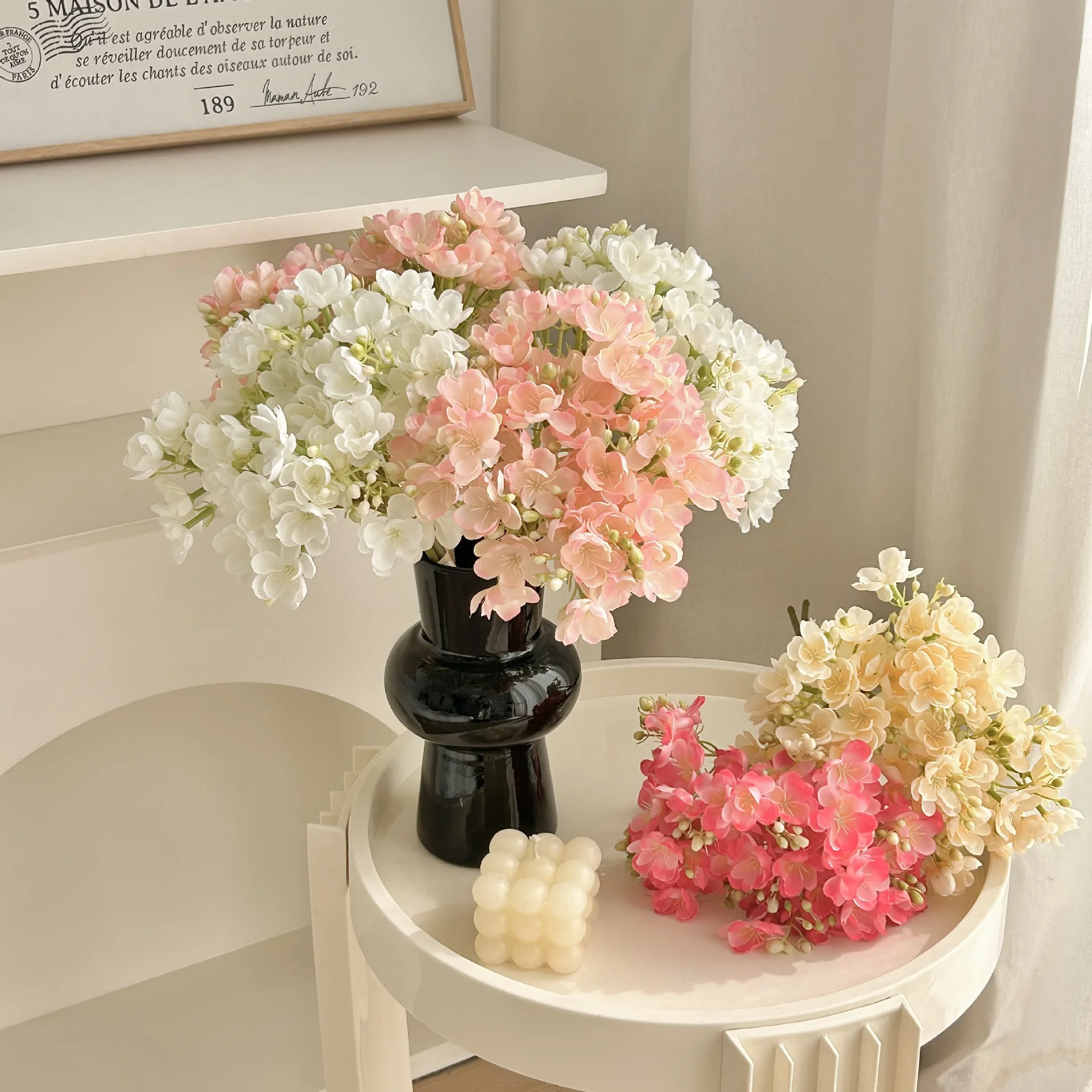 4PC/Bündel Künstliche Jasmin Blumen Bouquet Hochzeit Blume Esstisch Gefälschte Blumen für Home Hotel Frühling Hochzeit Vase Dekor