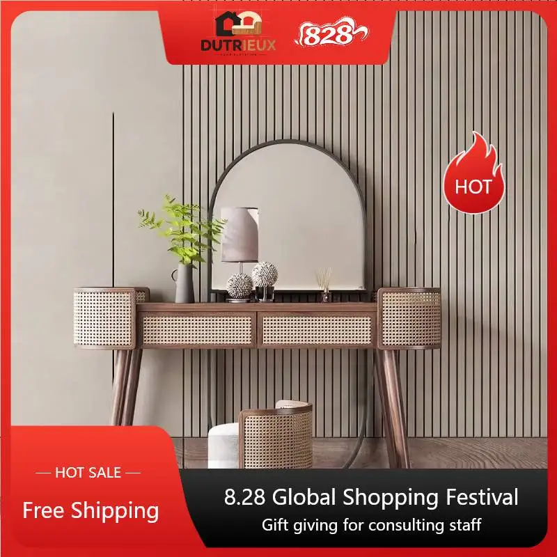 Luxury Nordic Vanity Tables Stool Organizer Woman Unique Led Bedroom Vanity Makeup Wood Storage Penteadeira Bedroom Furniture