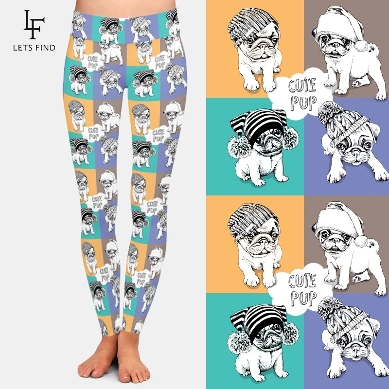 Fashion New 3D Cartoon Cute Dog Print Women Leggings High Waist High Elastic Milk Silk  Casual Leggings