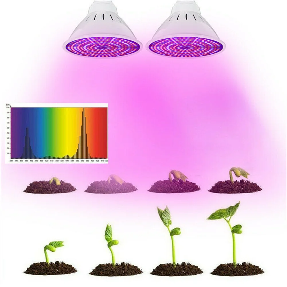 Bombillas LED E27 de espectro completo para cultivo de plantas, flores de interior lámpara roja y azul para, fitoamplificador para tienda de cultivo de verduras, 60/126/200 LED