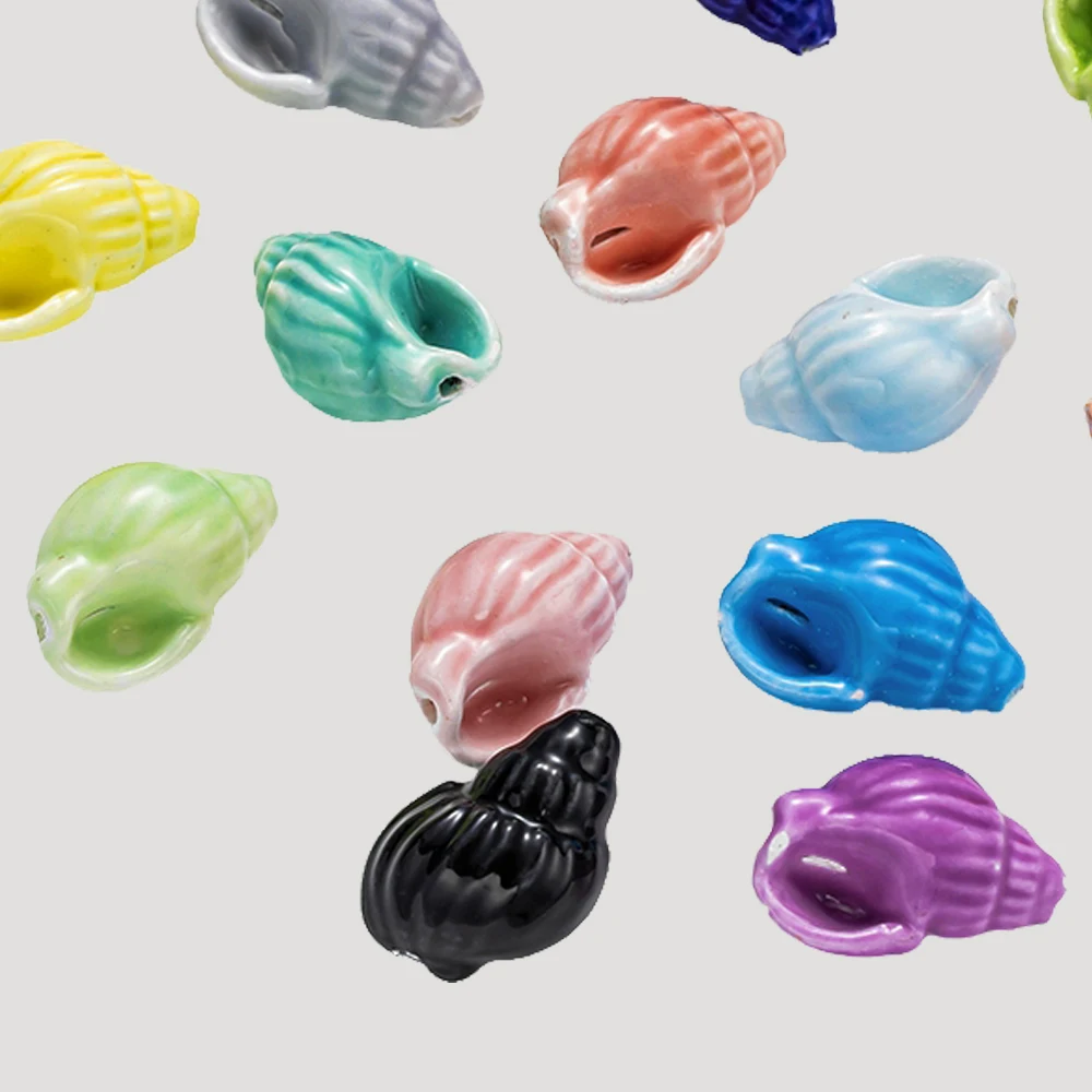 10pcs Ceramic Fish Conch Shell Beads Summer Sea Animals Charms Loose Spacers for DIY Handmade Bracelet Jewelry Making Supplies view 4