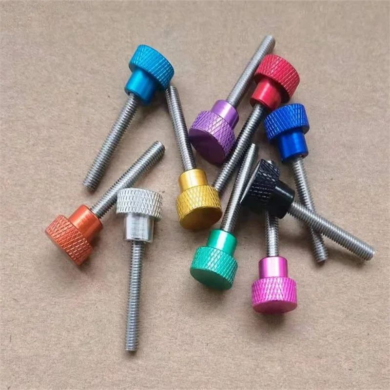 

5pcs M3 M4 M5 M6 Colourful Aluminum Head Thumb Screw Stainless Steel Thread Hand Thumb Screw