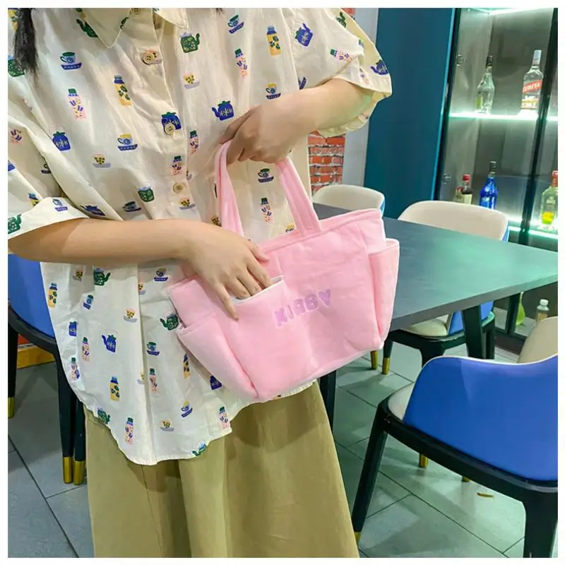 Kirby bolsa de ombro anime fofa doce meninas moda boneca de pelúcia bolsa de armazenamento de dopamina estudante almoço bento bolsa presentes de aniversário