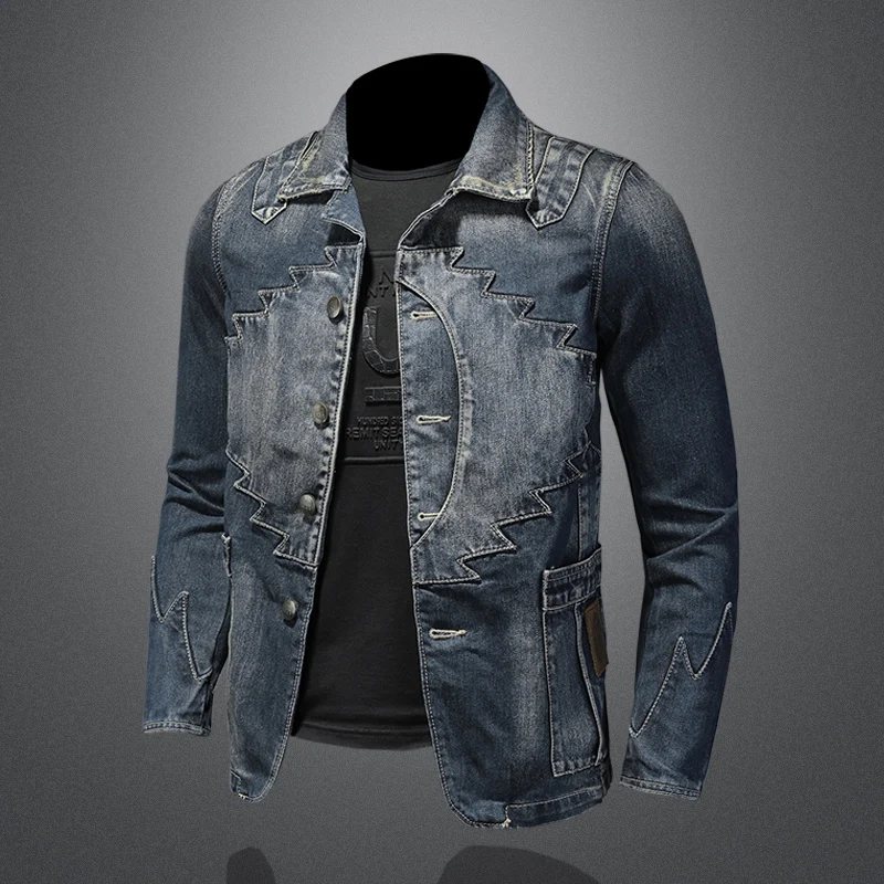 High Quality Spring and Autumn 2024 New Men's Fashion Europe and The United States All Casual Suit Denim Jacket Slim Retro M-4XL