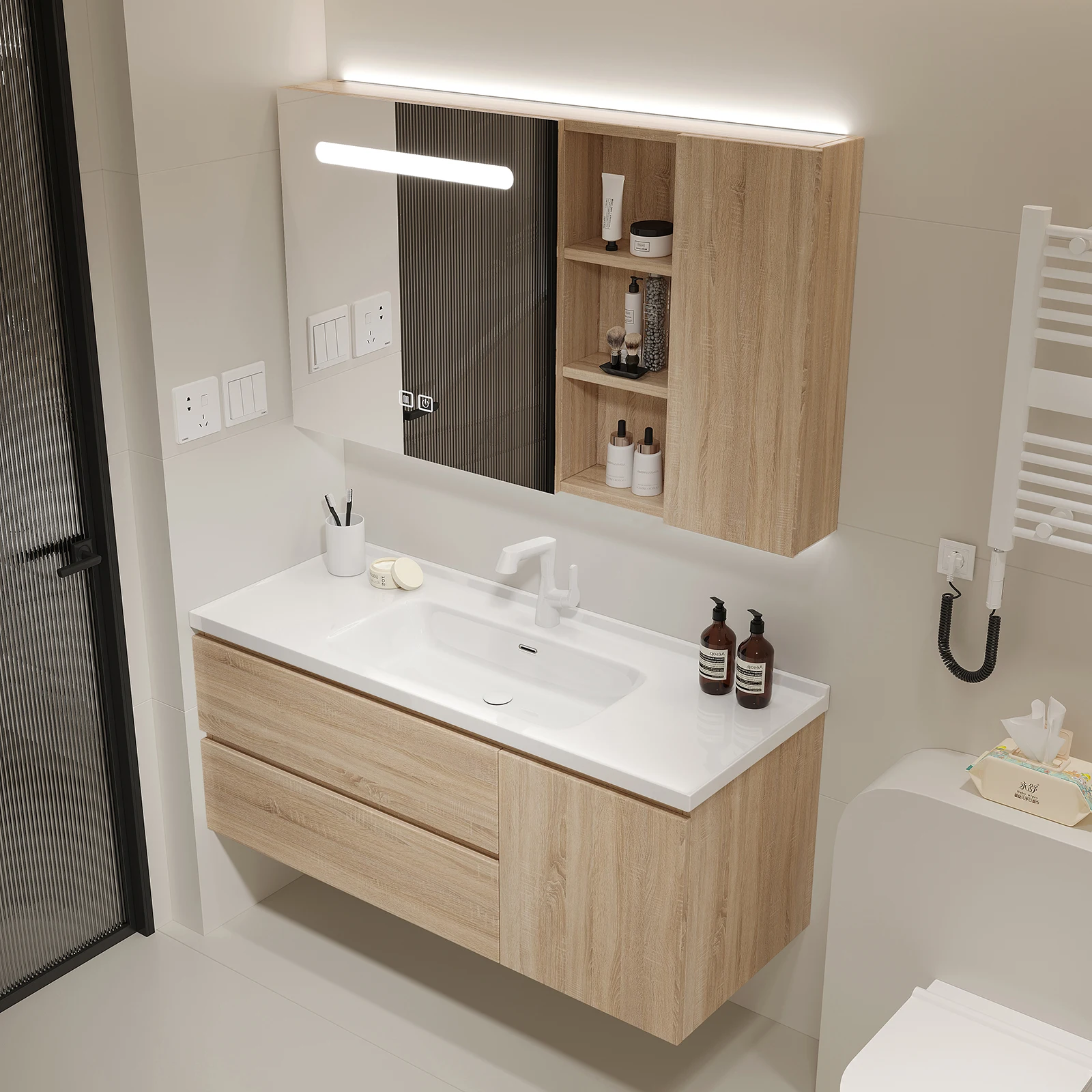 

China Wholesale Luxury Wooden Bathroom Vanities Wholesale Bathroom Sets with Wash Basin Sink Furniture