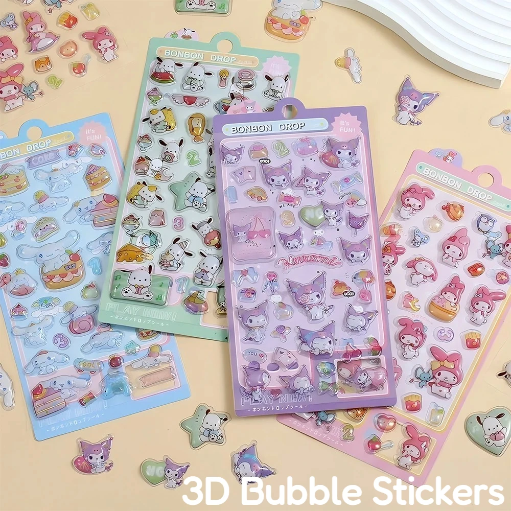 Melody 3D Bubble Stickers Nieuwe Cartoon Creatieve Kitty Cat Pochacco Stickers Kinder DIY Materiaal Sanrio Stickers Verrassingscadeau
