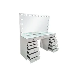 New 2024 Hot Sale Bedroom Furniture Dressing Table Hollywood Mirror With Led Bulbs Makeup Vanity