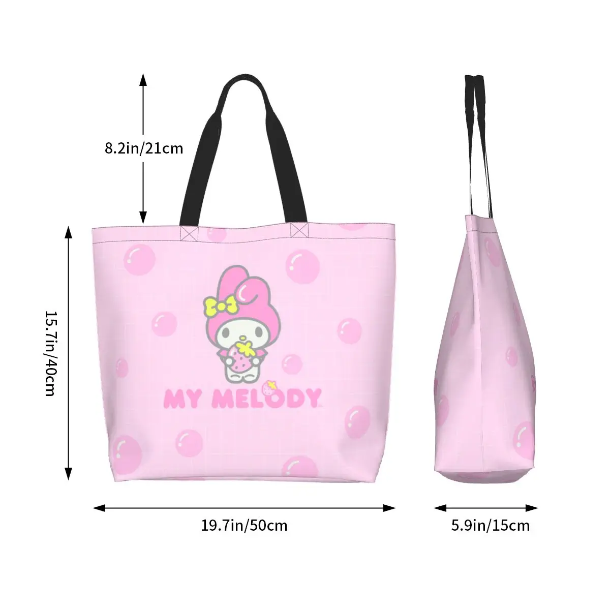 Sanrio My Melody Cute Tote Bag Lightweight Grocery Shopping Bags Large Capacity