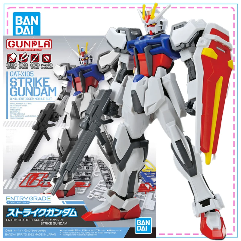

Bandai EG 1/144 GAT-X105 Strike Gundam Collection Оригинальная оригинальная фигурка Gundam Model Kit Аниме Фигурки Фигурка Модель игрушки