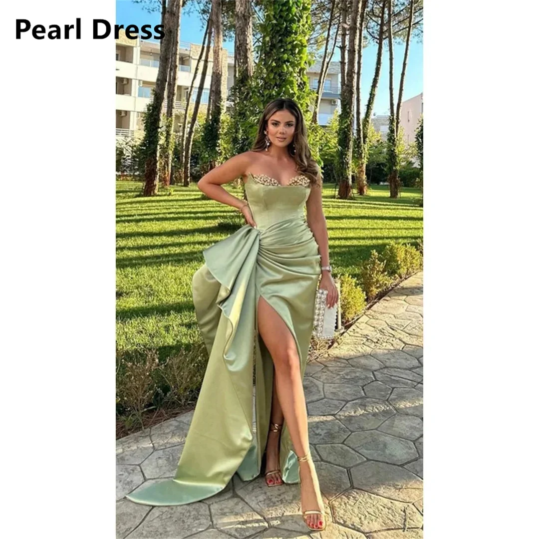 

Pearl Formal Dresses Woman Off the Shoulders Women Evening Dress Gown Fish Tail Side Slit Wedding Party Dress Prom Dresses 2024