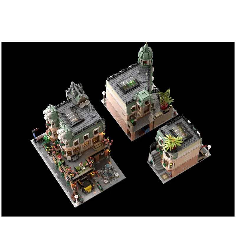 

MOC-111979 Большой городской отель, вид на улицу, строительные блоки, модель 9718 деталей, MOC, креативные строительные блоки для мальчиков и детей на день рождения, игрушки, подарки