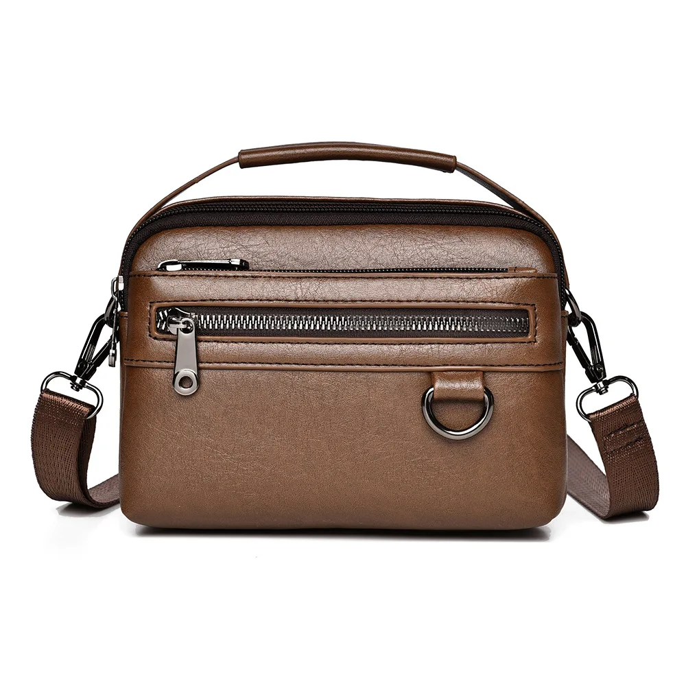 

Brand Men Shoulder Bag Pu Leather Luxury Vintage Handbag Business Messenger Bag for Man 2025 Small Square Male Crossbody Bags