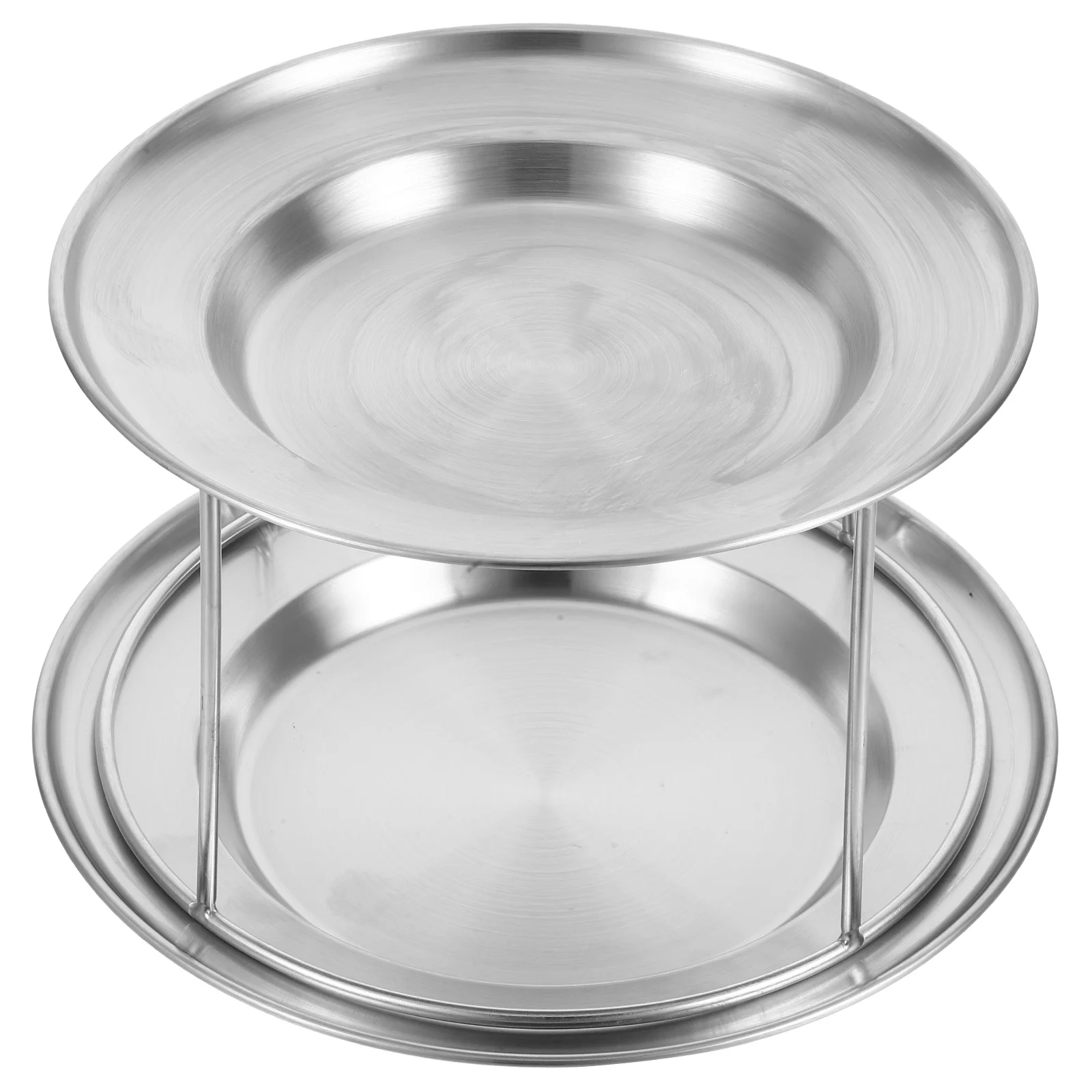 

1 set Stainless Steel Seafood Tray 2 Layer Display Stand Serving Plate for Party Buffet Platter Dessert Cupcake Holder