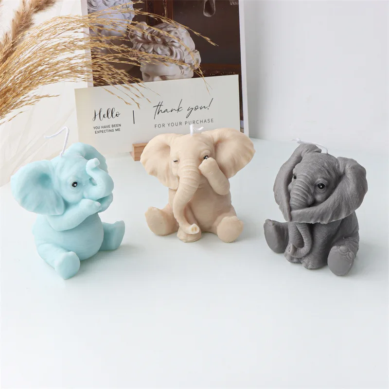 

Cute and Shy Elephant Candle Silicone Mold Gypsum form Carving Art Aromatherapy Plaster Home Decoration Mold Gift Handmade