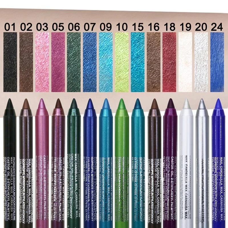 Lápiz Delineador de Ojos de larga duración para mujer, 14 colores, pigmento resistente al agua, azul, marrón, negro, Lápiz Delineador de ojos, moda, maquillaje cosmético