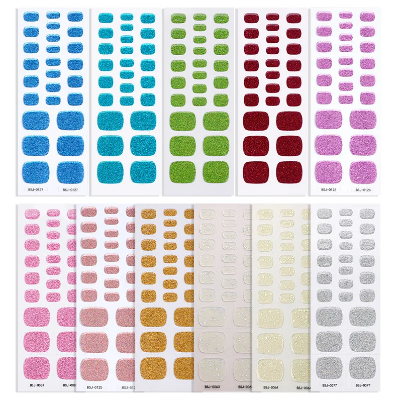 Naklejki na paznokcie UV żelowe, wodoodporne i odporne na pot, naklejki na paznokcie francuskie z proszkiem \"scallion\", półutwardzone naklejki na stopy.