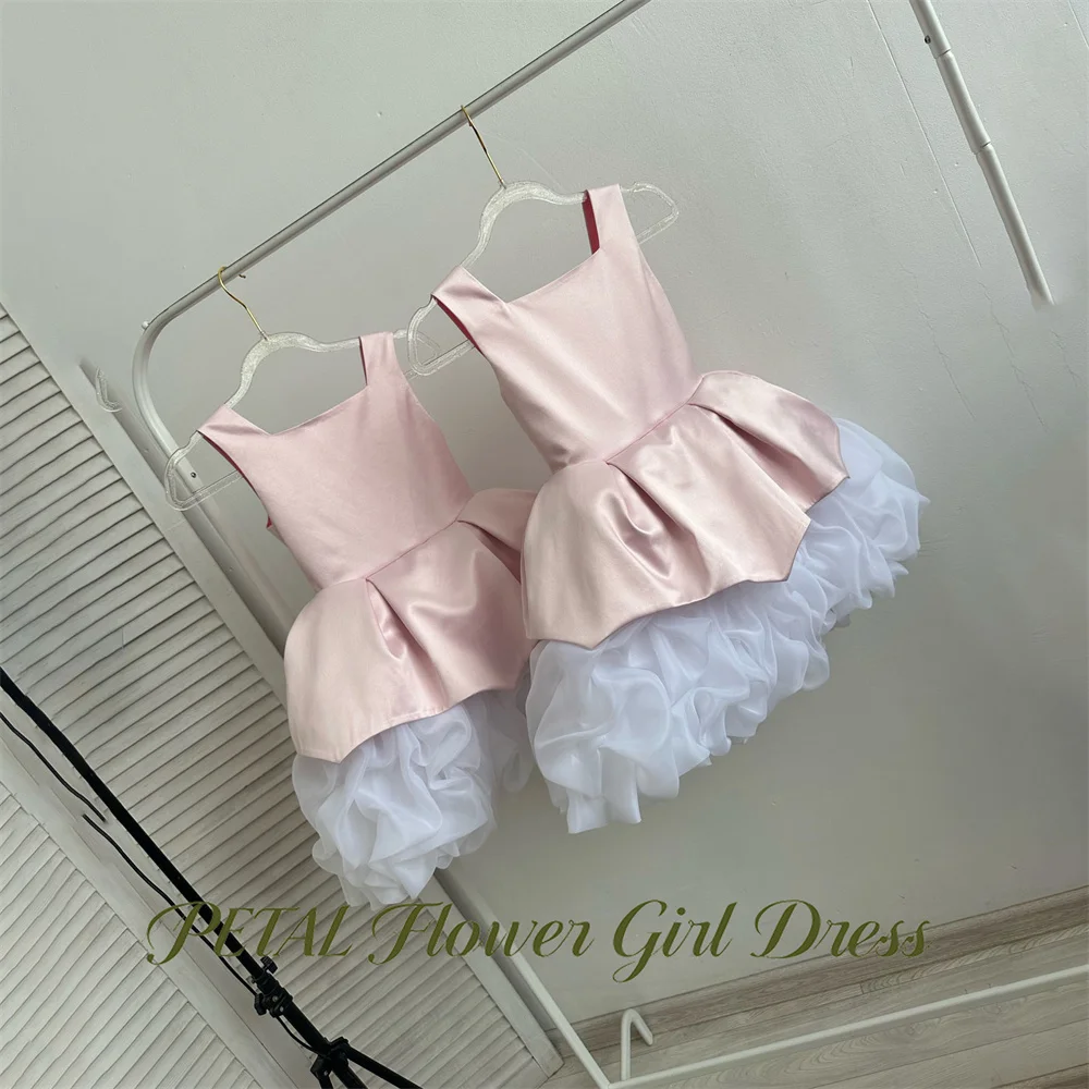 

Petal Square Neck Evening Party Dress for Girls Dusty Blush Wedding Dress for Girls 3-13 Years Old Sleeveless Flower Girl Dress