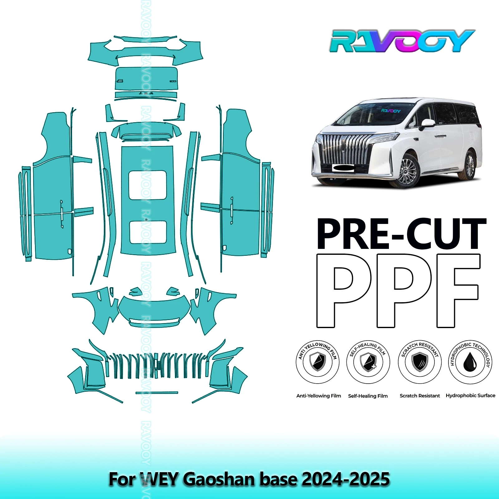 

Car Precut Paint Protection Film Full Vehicle Anti-scratch Exterior TPU PPF For WEY Gaoshan base 2024-2025