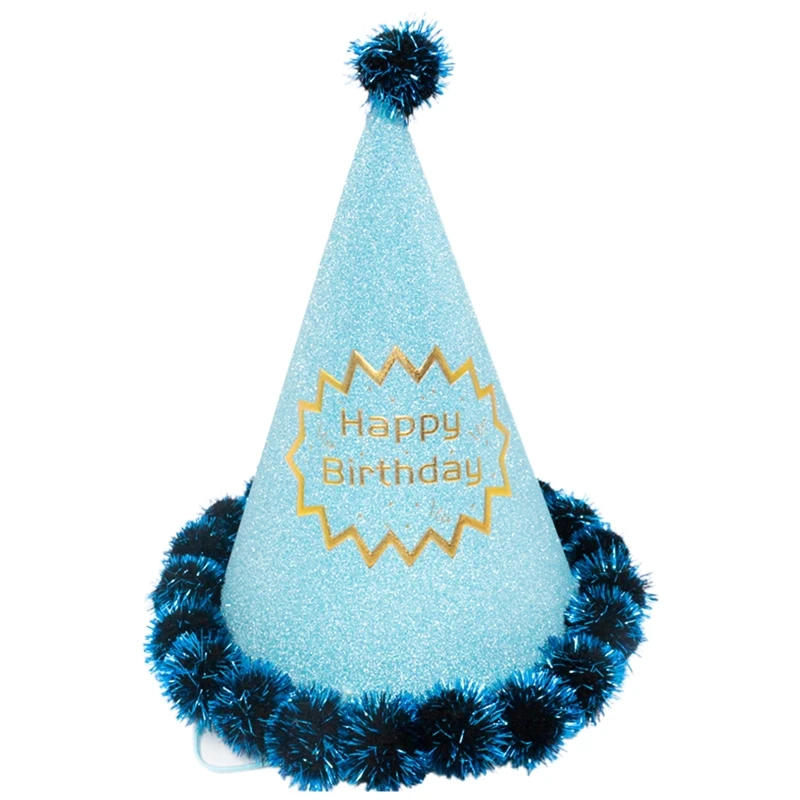 Y1UB Party Cone Hats Pompoms Birthday Paper Party Hats for Children Adults