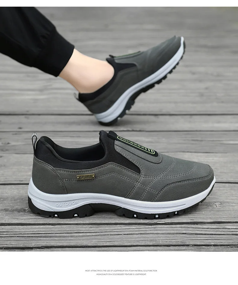 Wasserdichte Slip-On-Wanderschuhe für ältere Herren, rutschfest, stoßdämpfend, mit Profilsohle, für den täglichen Gebrauch im Freien, Freizeitschuhe, Wanderschuhe – Detail 19